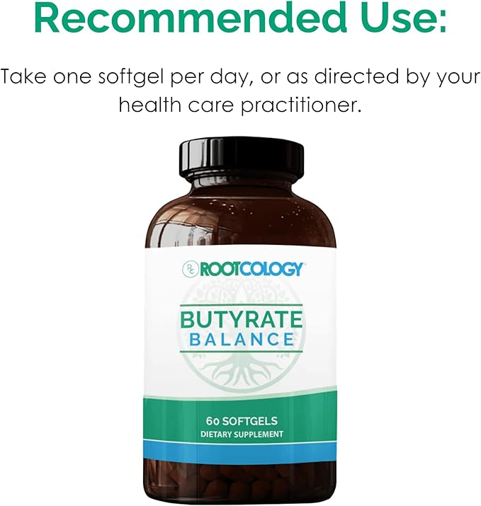 Rootcology by Dr. Izabella Wentz | Butyrate Balance | Postbiotic Promoter of Gut and Immune Health | Tributyrin for Healthy Bowel Function and Regularity | 60 Softgels