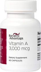Bariatric Advantage Vitamin A 3,000 mcg - for Bariatric Surgery Patients - Easy-Digest Mini Capsules - Vitamin A Supplements - Eye Health Support* - 60 Count (2 Pack)