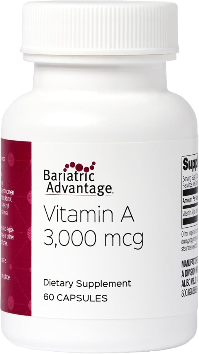 Bariatric Advantage Vitamin A 3,000 mcg - for Bariatric Surgery Patients - Easy-Digest Mini Capsules - Vitamin A Supplements - Eye Health Support* - 60 Count (2 Pack)