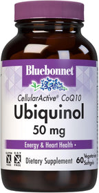 Bluebonnet Nutrition Cellular Active CoQ10 Ubiquinol 50 mg Vegetarian Softgels, Heart Health & Cellular Health, Ubiquinol from Kaneka, Non GMO, Gluten Free, Soy Free, Milk Free, 60 Vegetarian Softgels