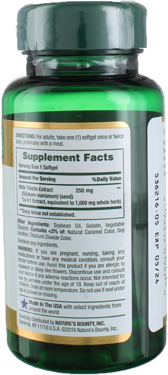 Nature's Bounty Milk Thistle 1000 mg, 50 Softgels (3 Pack)
