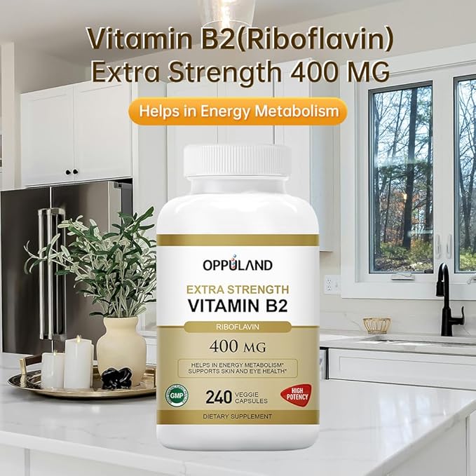 Riboflavin Vitamin B2 Supplement - B-2 Vitamin - Boosts Energy Metabolism & Cellular Function - Daily Nutritional Supplements for Men & Women - 400 mg Capsules - 240 Count