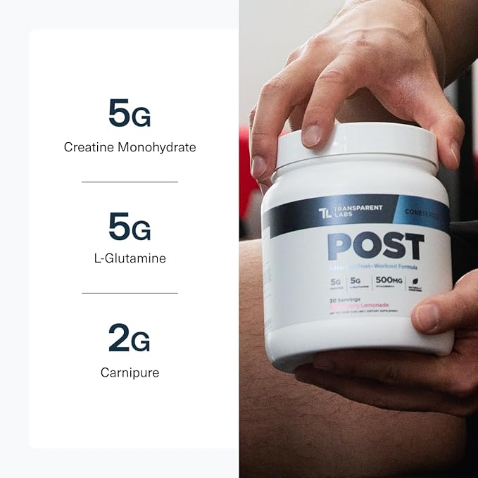 Transparent Labs Post - Post-Workout Recovery Muscle Builder w/L-Glutamine, Creatine Monohydrate, & Carnipure L-Carnitine L-Tartrate for Muscle Recovery & Building - 30 Servings, Orange