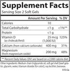 Carlson - Calcium & Magnesium Gels, 2:1 Calcium to Magnesium Ratio, 200 mg Calcium Supplement, 100 mg Magnesium Supplement, Bone Support, Energy Production, 250 Softgels