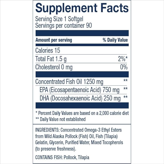 Wiley's Finest Wild Alaskan Fish Oil Peak EPA - Triple Strength Peak EPA & DHA Supplement - 1000mg Fish Oil - Omega-3s for Joint Health Support - 90 Softgels (90 Servings)