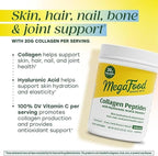 MegaFood Collagen Peptides for Women & Men - Unflavored Collagen Powder with Hyaluronic Acid & Vitamin C - Supports Skin Hair Nails & Joint Health - 20g Grass Fed Bovine Collagen - 20oz, 28 Servings