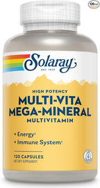 SOLARAY Multi-Vita Mega-Mineral Multivitamin for Women and Men with Vitamin D, Vitamin C, Magnesium, Zinc and More - Energy and Immune System Support - 60-Day Guarantee - 30 Servings, 120 Capsules