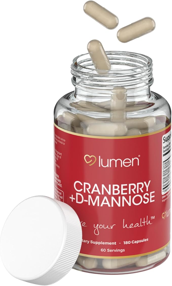 Lumen Naturals Cranberry + D-Mannose for Women - Cranberry, D-Mannose, Hibiscus, Dandelion Extract Blend - 2000mg Per Serving - 180 Count - 60 Servings