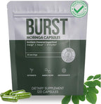 Burst 100% Organic Moringa Capsules – Supports Energy, Immunity, & Vitality | Pure Moringa Oleifera Supplement | Rich in Vitamins, Protein, & Antioxidants | Vegan, Non-GMO - 120 Capsules