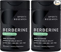 Sports Research Berberine Supplement with Coconut Oil - Herbal & Ayurvedic Metabolic Health Support - Berberine 500mg, 90 Softgels - Gluten-Free, Non-GMO Berberine Powder (Pack of 2)