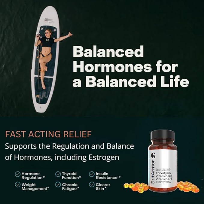 Gut & Heart Health + Immune Support | 2 Month Supply | 60 Soft Gel Capsules | Pure Butyrate 350mg & Vitamin D3 2000IUs & Vitamin K2 120mcg | Heart Health | Gastrointestinal Support