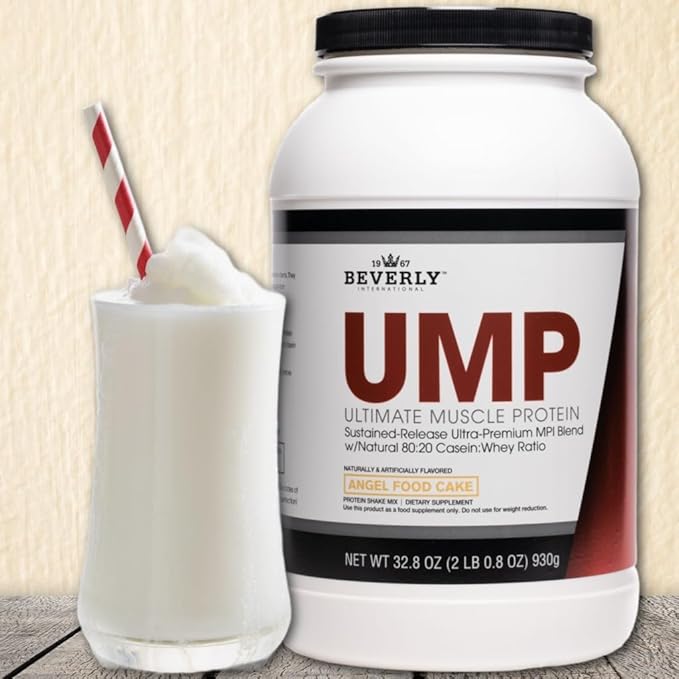 Beverly International UMP Protein Powder, Angel Food Cake. Unique Whey-Casein Ratio Builds Lean Muscle. Easy to Digest. No Bloat. (32.8 oz) 2lb .8 oz