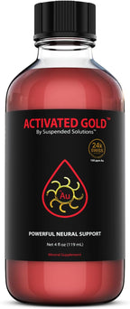 Activated Gold - 4oz, 24k Pure Colloidal Gold Supplement, Nano Gold Particles, Cognitive Support, Focus & Clarity