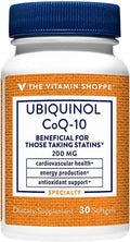 The Vitamin Shoppe Ubiquinol CoQ-10 200mg Beneficial for Those (30 Softgels)