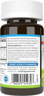 Carlson - Kid's Chewable Iron, 15 mg, Superior Absorption, Blood Health, Energy Production & Optimal Wellness, Natural Strawberry Flavor, 30 Tablets