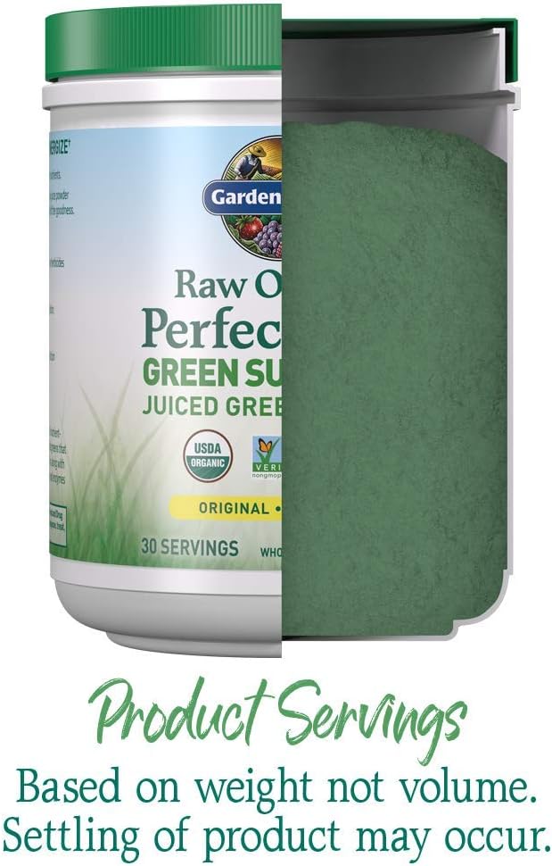 Garden of Life Raw Organic Perfect Food Green Superfood Juiced Greens Powder - Original Stevia-Free,30 Servings,Non-GMO,Gluten Free Whole Food Dietary Supplement,Alkalize,Detoxify,Energize,(Pack of 2)