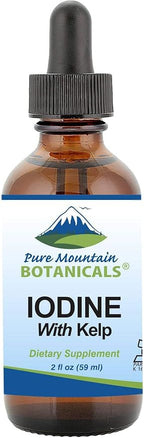 Liquid Iodine 0.3% Solution 2oz - Liquid Supplement with Organic Kelp - Kosher Vegan Iodide Drops Solution