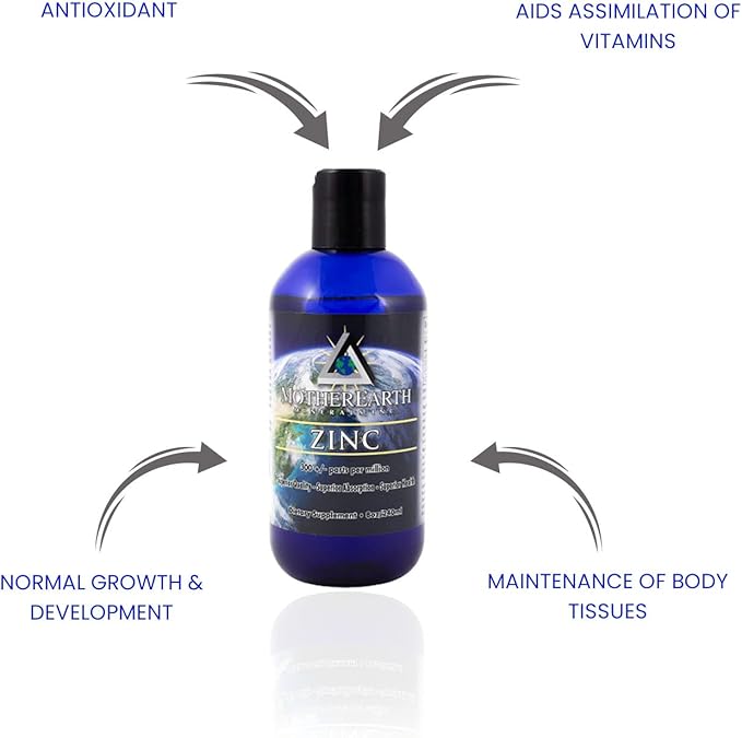 Mother Earth Minerals Ionic Liquid Zinc Supplement – High Absorption Angstrom Zinc Mineral Drops for Immune Support, Enzymatic Function & Cellular Health, 8 oz