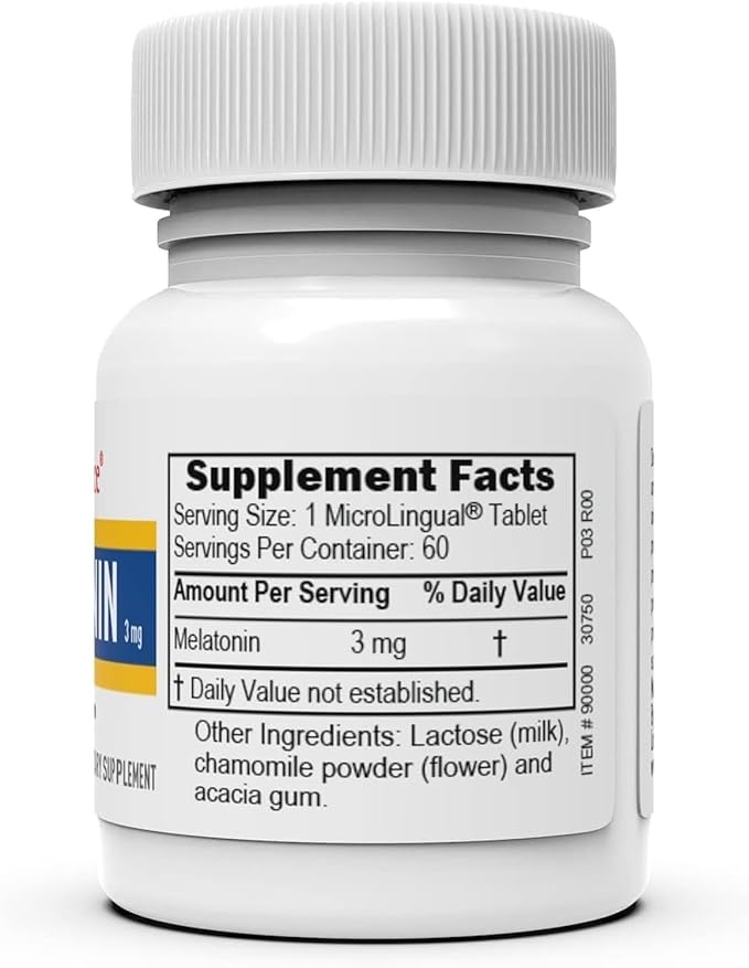Superior Source Melatonin 3 mg, Quick Dissolve MicroLingual Tablets, 60 Ct, with Chamomile, Natural Sleep Support, Melatonin, for Adults, Non-GMO, Pack of 2