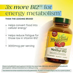MegaFood Extra Strength Methyl B12 Vitamins, Bioavailable Vitamin B12 3000mcg Per Serving, Supports Energy Metabolism & Nervous System Health, Beet Root, Vegan, Gluten Free, 90 Capsules, 90 Servings