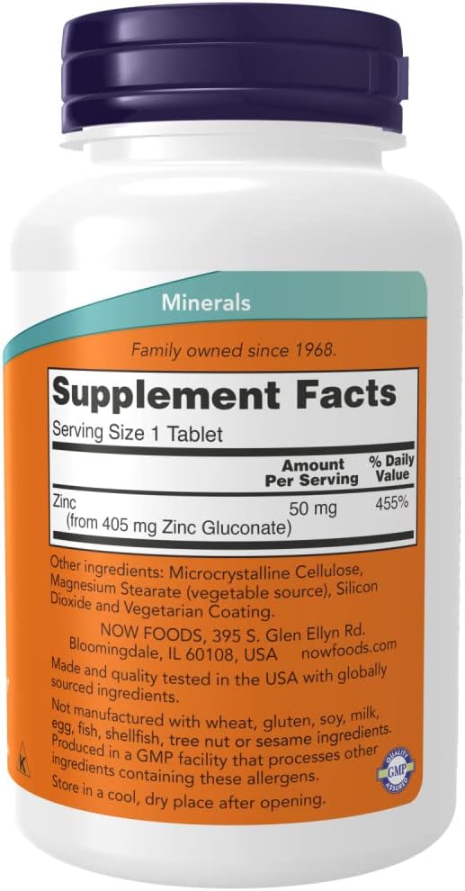 Now Foods, (2 Pack) Zinc, 50 mg, 250 Count (Pack of 2)