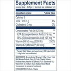 Wiley's Finest Wild Alaskan Fish Oil Vitamin K2 & D3 Softgels - 500mg of EPA and DHA Omega-3s for Bone and Heart Health Support - 120 Softgels (120 Servings)