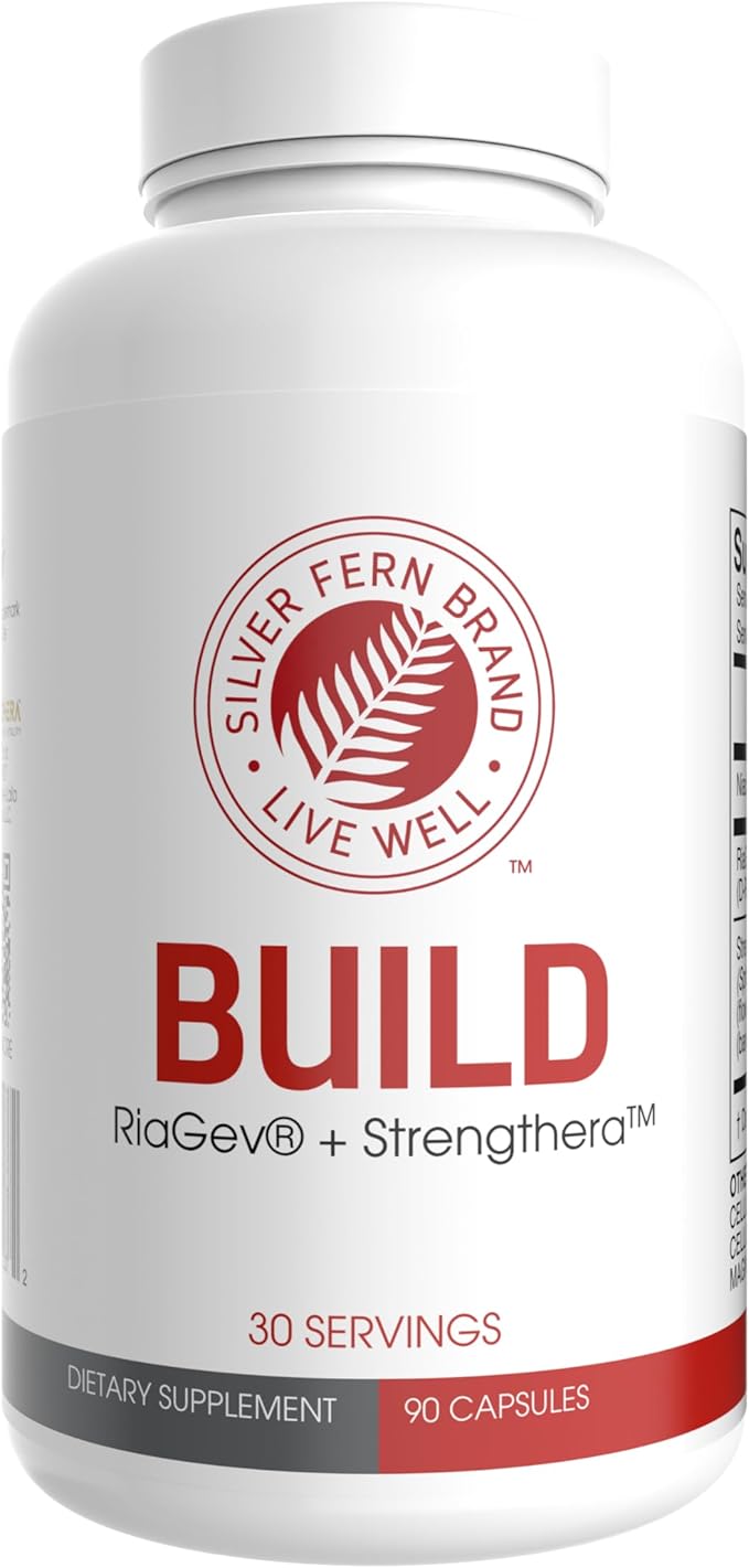 Silver Fern Build (1 Pack) – RiaGev + Strengthera™ – Niacin & Botanical Extracts – 90 Capsules (30 Servings) – Supports NAD+ Levels, Energy Metabolism & Muscle Function – Vegan Formula
