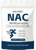 Consciousnutra NAC Supplement with NAD+ & Coconut Oil | 2-in-1 N Acetyl L Cysteine Plus Nicotinamide Forms | NAD Supplements for Women & Men | Non-GMO, Gluten Free, 300 Softgels
