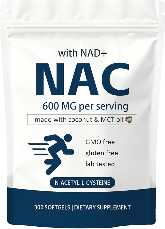 Consciousnutra NAC Supplement with NAD+ & Coconut Oil | 2-in-1 N Acetyl L Cysteine Plus Nicotinamide Forms | NAD Supplements for Women & Men | Non-GMO, Gluten Free, 300 Softgels
