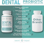 Dental Oral Probiotic, 60 Chewable Tablets - Supplements w/BLIS K12 & M18 - Bad Breath Treatment for Adults - Boosts Oral Health - Fights Halitosis, Tooth Decay, Strep Throat (Mint Flavor)