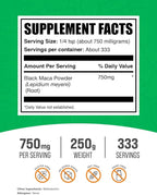 BulkSupplements.com Black Maca Powder - Black Maca Root Supplement, Herbal Supplement for Men & Women - Vegan, Gluten Free, 750mg per Serving, 250g (8.8 oz) (Pack of 1)
