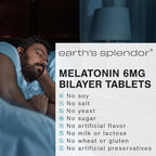 Earth's Splendor Melatonin 6 MG Bilayer Tablets, Sleep Aid Supplement, 60 Count - 2 Month Supply