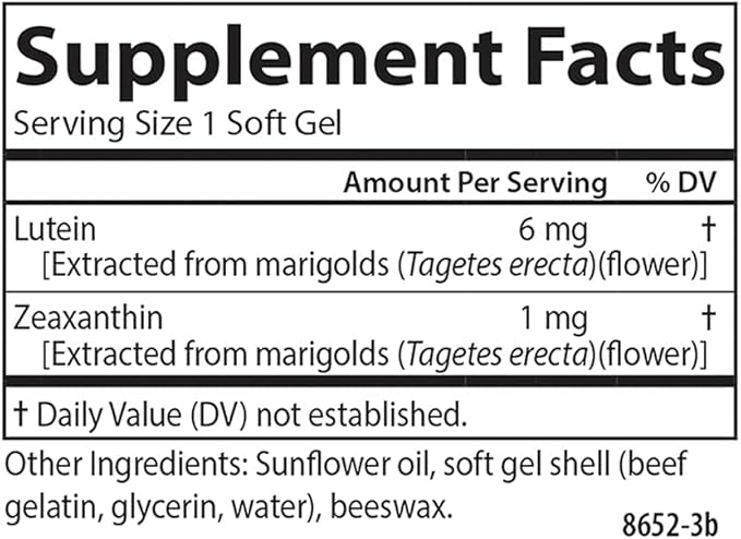 Carlson Lutein 6mg, Vision Support & Eye Health Supplement, Antioxidant Formula with Zeaxanthin, 180 Softgels