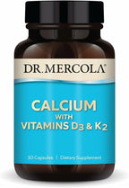 Dr. Mercola Calcium with Vitamins D3 & K2 - Supports Bone & Heart Health* - Calcium with Vitamins D3 & K2 - Eggshell-Derived - Non-GMO, Gluten-Free & Soy Free - 30 Capsules (30 Servings)