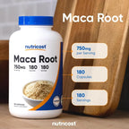 Nutricost Maca Root Capsules (Lepidium meyenii) 750mg, 180 Capsules, 180 Servings (Pack of 2)