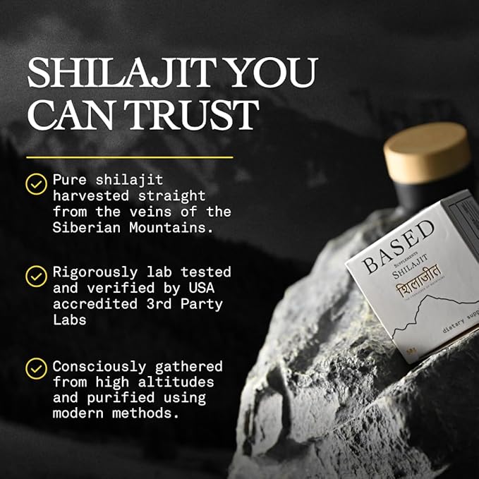 Based Shilajit | Pure Shilajit Resin with Max Potency, Energy & Immune Support for Men and Women | Rich in Fulvic Acid and 85+ Trace Minerals, 60 Servings