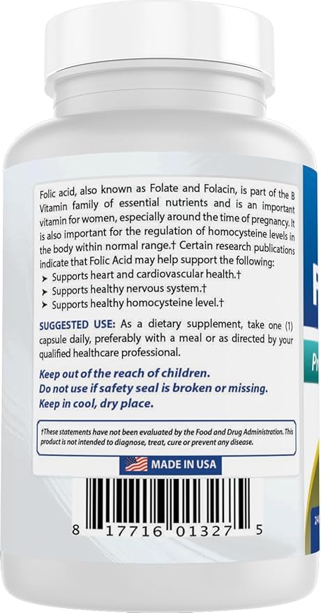 Best Naturals Folic Acid 800 mcg 240 Capsules (Pack of 2)