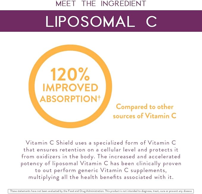 Body Kitchen Liposomal Vitamin C Shield, 1000mg PureWay-C, High Absorption, Non-GMO, Supports Immune Health and Cellular Efficacy, Veggie Caps, 60 Count