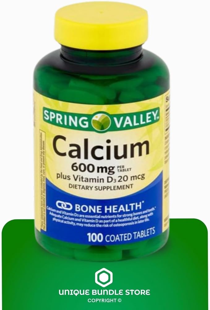 Calcium 600mg with Vitamin D3 – 100 Tablets, Calcium and 800 IU Vitamin D per Tablet, Gluten & Lactose Free, Daily Calcium Supplement for Women and Men (Pack of 3)