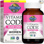 Garden of Life Vitamin Code Raw One for Women, Once Daily Women's Multivitamin - 75 Capsules, One a Day Vitamins Whole Food Iron, Probiotics for Digestive Health, Gluten Free Vegetarian, (Pack of 6)
