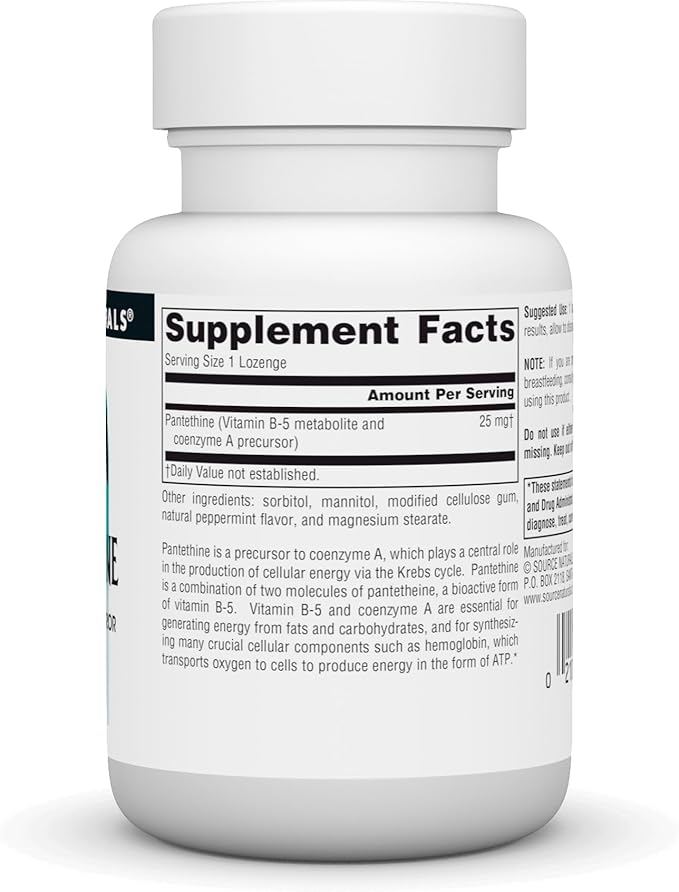 Source Naturals Pantethine B-5 Coenzyme Precursor, 25 mg - 60 Lozenges