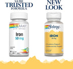 Solaray Iron 50 mg | Healthy Circulation, Cardiovascular Function & Red Blood Cell Health Support | 60 VegCaps