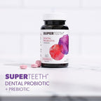 SuperTeeth Oral Probiotics for Mouth Bad Breath & Cavities, Oral Defense Dental Probiotic to Support Healthy Teeth & Gums, Lactobacillus Reuteri Chewable for Kids & Adults, 60 Strawberry Tablets