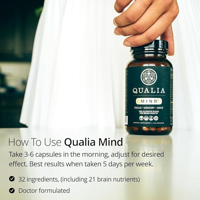 QUALIA MIND | The Ultimate Blend For Brain Health* | Doctor-Formulated Nootropic To Fuel Focus & Concentration* | Supports Long Term Brain Health| Maintain Drive & Productivity | 6 Week Supply