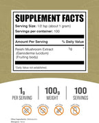 BulkSupplements.com Reishi Mushroom Extract Powder - Reishi Mushroom Powder, Supplement for Overall Well-Being - Gluten Free, 1g per Serving, 100g (3.5 oz) (Pack of 1)