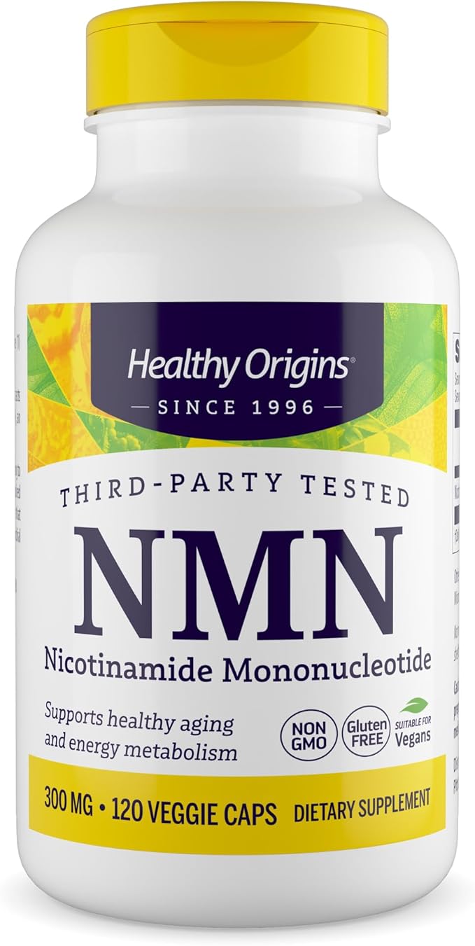 Healthy Origins NMN Nicotinamide Mononucleotide 300 mg – 120 Vegan Capsules – NAD+ Precursor for Cellular Energy & Healthy Aging Support – Third-Party Tested, Non-GMO Dietary Supplement