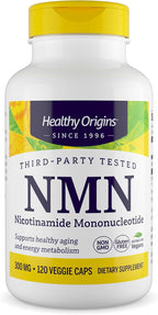 Healthy Origins NMN Nicotinamide Mononucleotide 300 mg – 120 Vegan Capsules – NAD+ Precursor for Cellular Energy & Healthy Aging Support – Third-Party Tested, Non-GMO Dietary Supplement