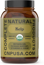 Complete Natural Products Organic Icelandic Sea Kelp Capsules - Pure 600mg Capsules, 100 Pills, Raw Seaweed & Thyroid Support Supplement