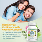 VITAL NUTRITIVE Vital Hair Complex – Biotin & Vitamin B Hair Vitamins for Women & Men – Hair Supplement Supports Healthy Hair, Skin & Nails – Hormone-Free, Gluten-Free – 120 Capsules -60 Days Supply