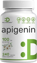 Apigenin, 100mg Per Serving, 240 Capsules – Raw Plant Extract from Chamomile Flower – Active Bioflavonoids & Antioxidants – Sleep & Relaxation Supplement – Non-GMO